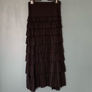 Black Ruffle Maxi Skirt